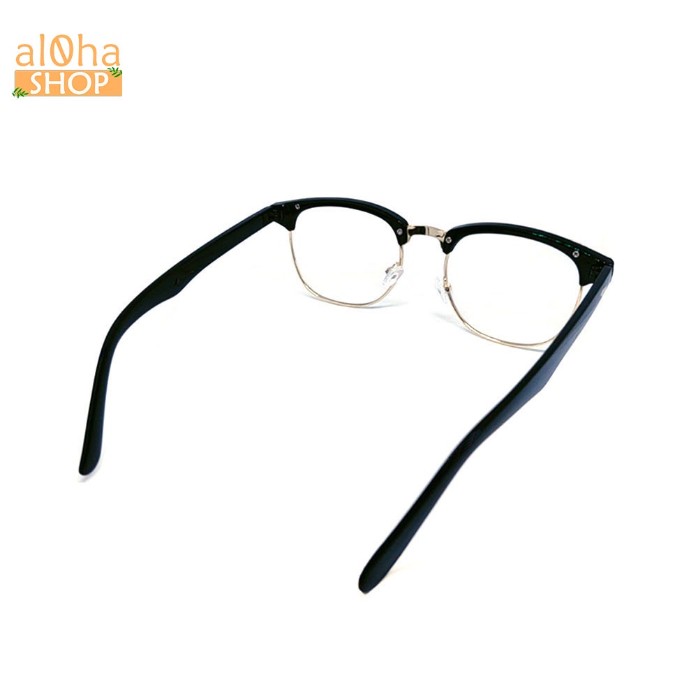 Mắt kính thời trang chống bụi gọng nhựa viền kim loại vuông K3016 unisex nam nữ - al0ha Shop