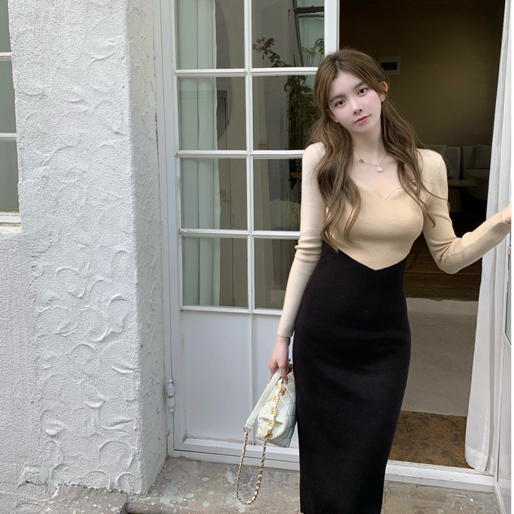 Đầm Nữ Phối Màu Độc Đáo Thời Trang Hàn Quốc Thanh Lịch