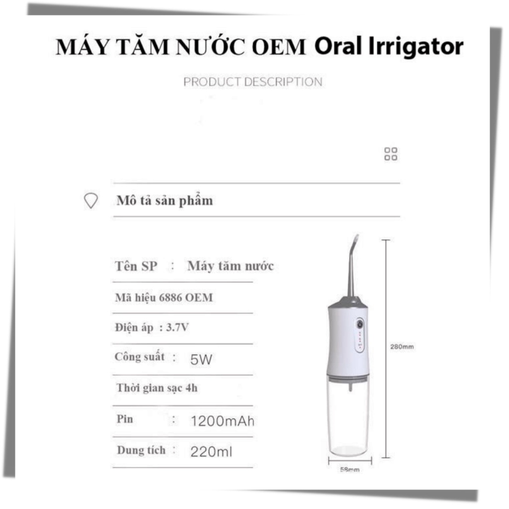 Máy tăm nước công nghệ chống nước vệ sinh răng miệng siêu sạch ,chính hãng Oral Irrigator