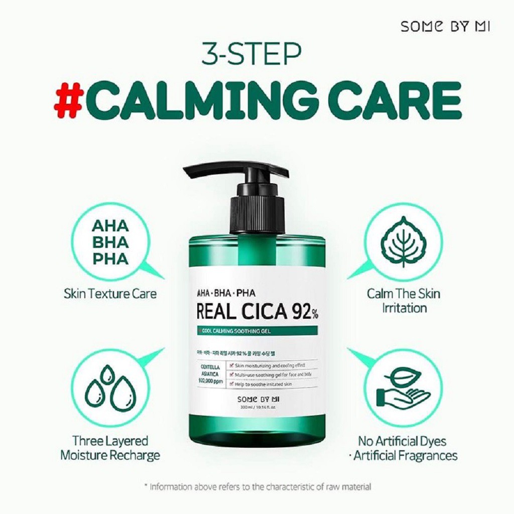 Gel Dưỡng Đa Năng Some By Mi AHA-BHA-PHA Real Cica 92% Cool Calming Soothing Gel 300ml