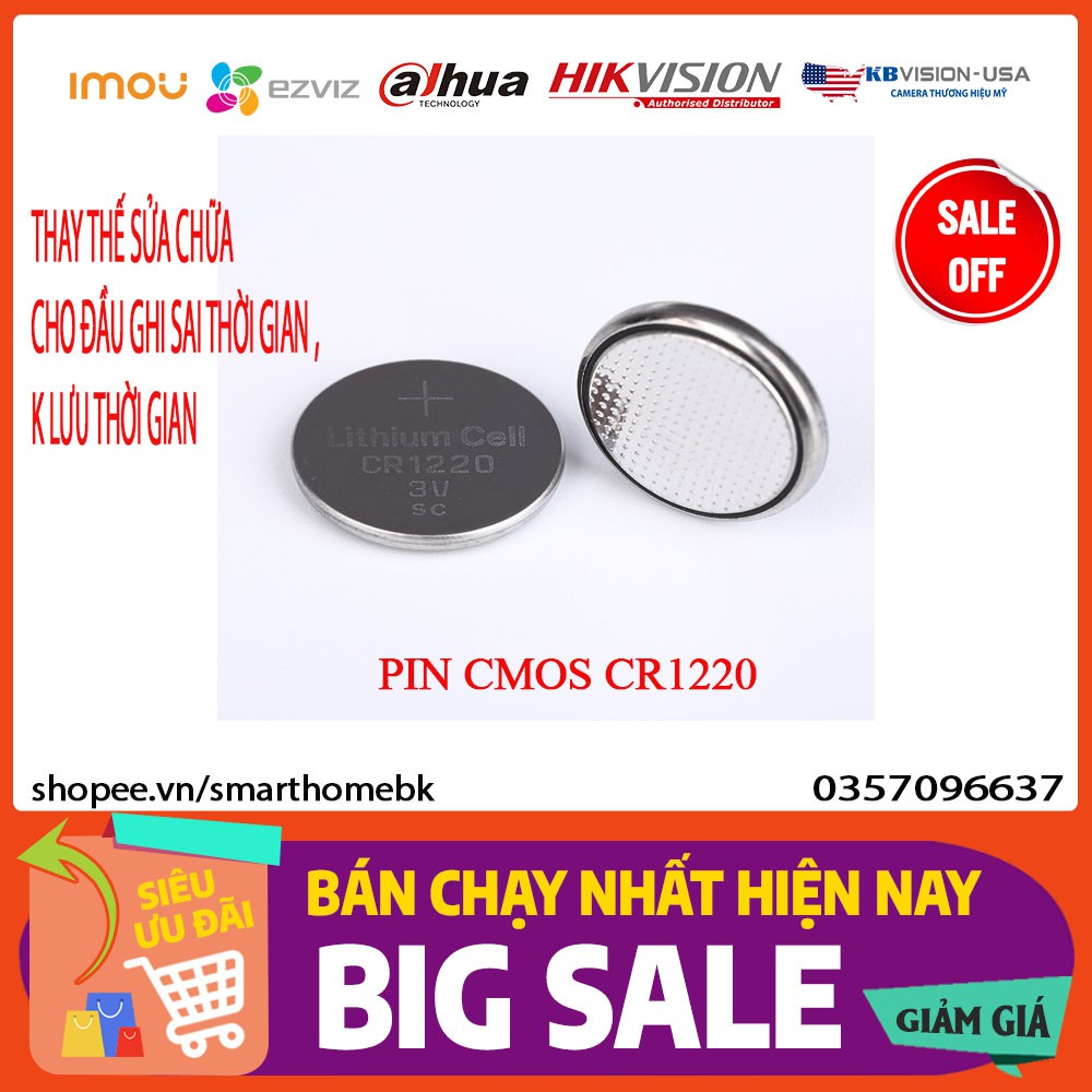 [HOT DEAL] PIN LITHIUM CMOS CR1220  DÙNG CHO ĐẦU GHI SAI THỜI GIAN-LOẠI RỜI