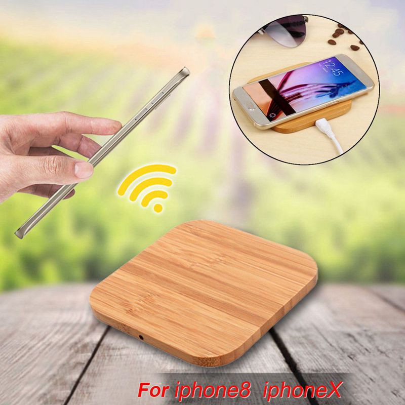 Portable Qi Wireless Charger Charging Slim Wood Pad For iPhone 8/iPhone 8 Plus/iPhone X Smart Phone Wireless Charger Pad For Samsung S7