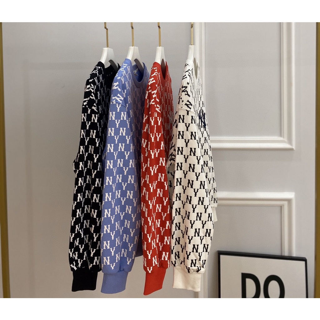 Áo sweater vải cotton thêu chữ NY phong cách Hàn Quốc thời trang xuân hè 2021 năng động cho nam và nữ