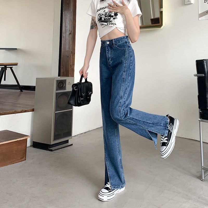 SUXI Quần Jean Dài Lưng Cao Màu Sắc Đơn Giản Dễ Phối Đồ Thời Trang Mùa Hè Cho Nữ
