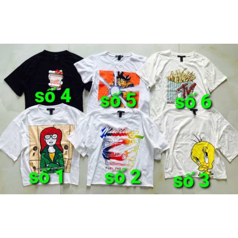 áo thun crop top tay lỡ in hình