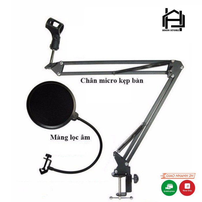 Chân kẹp mic và màng lọc thu âm Microphone NB35 - Giá đỡ mic kẹp bàn gắn micro livestream