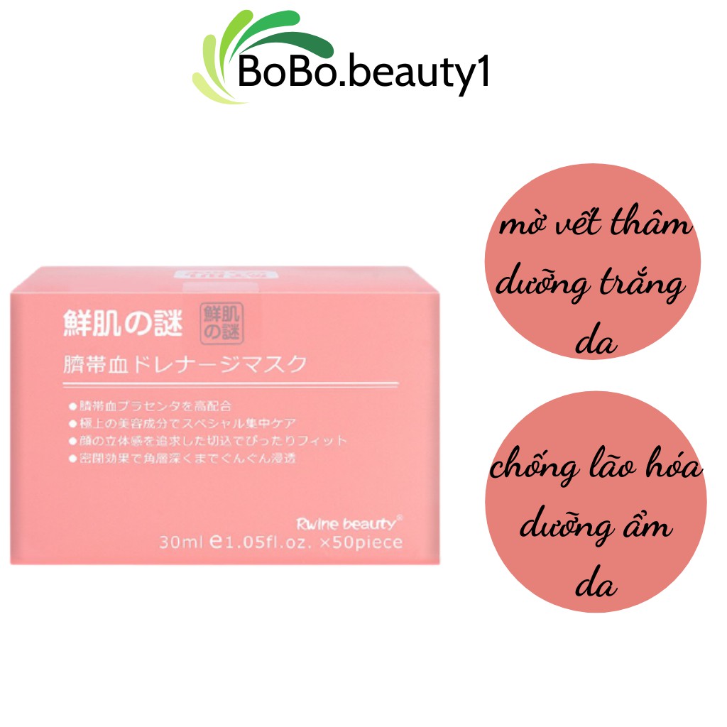 Mặt nạ nhau thai cừu cuống rốn dưỡng ẩm trắng da tế bào gốc Nhật Bản RWINE BEAUTY hộp 50 mask