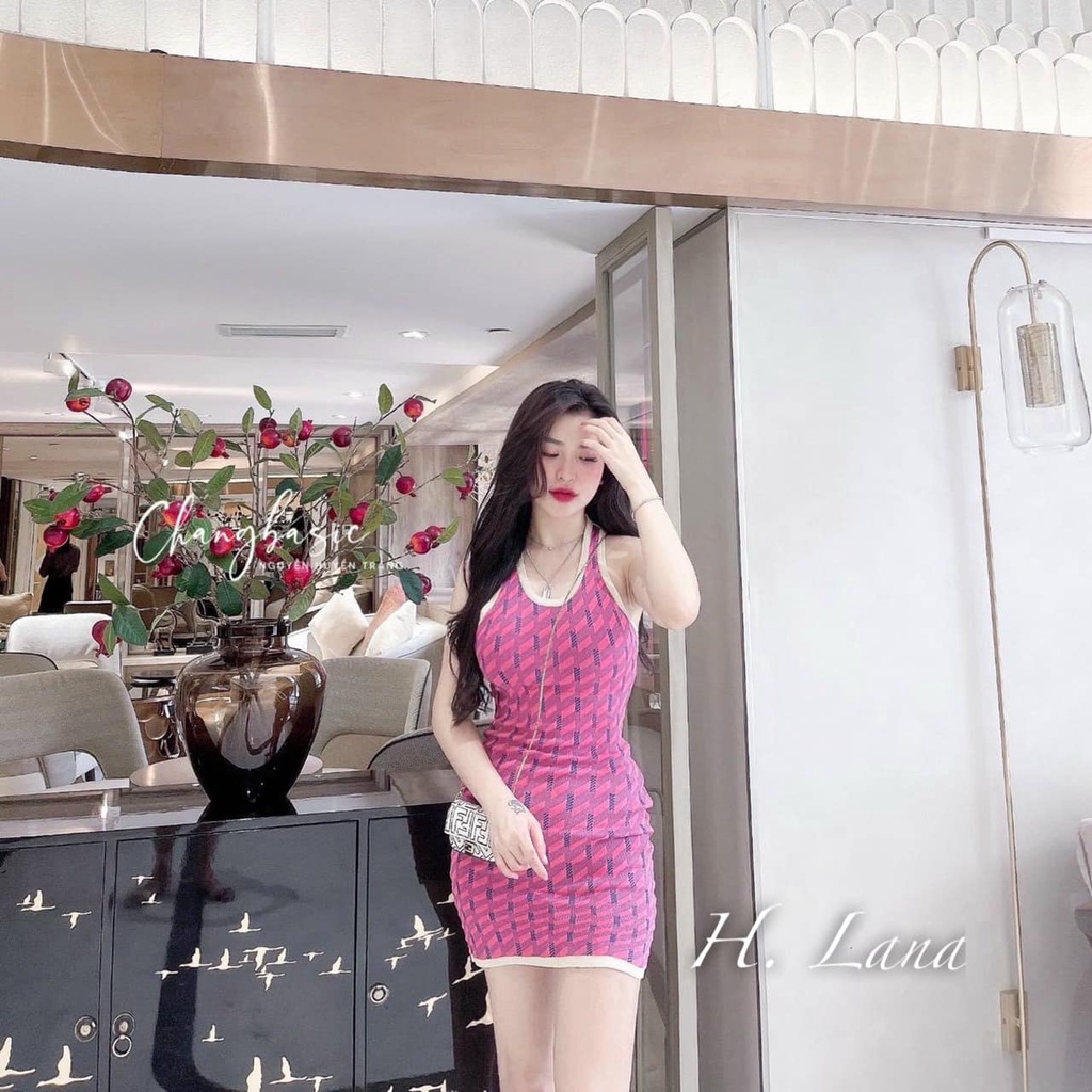 VÁY BODY HỒNG DÂY CHÉO