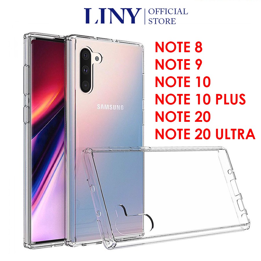 Ốp điện thoại trong suốt Samsung Note 8 Note 9 Note 10 Note 10 Plus Note 20 Note 20 Ultra chống sốc không ố màu