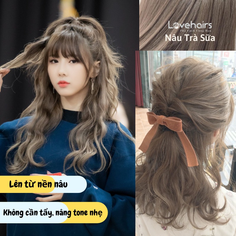 Thuốc Nhuộm Tóc Màu Nâu Sữa [Lovehairs] Tone Nâu Be Làm Chủ Đạo, Kết Hợp Ánh Vàng Khói Siêu Nịnh Mặt Và Tôn Da