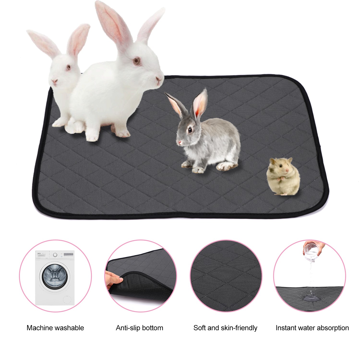 『BSUNS』 Hamster Cage Liner Guinea Pig Absorbent Cage Mat Pet Pee Pads Rabbits Reusable Small Animals Waterproof Bottom Cage Bedding