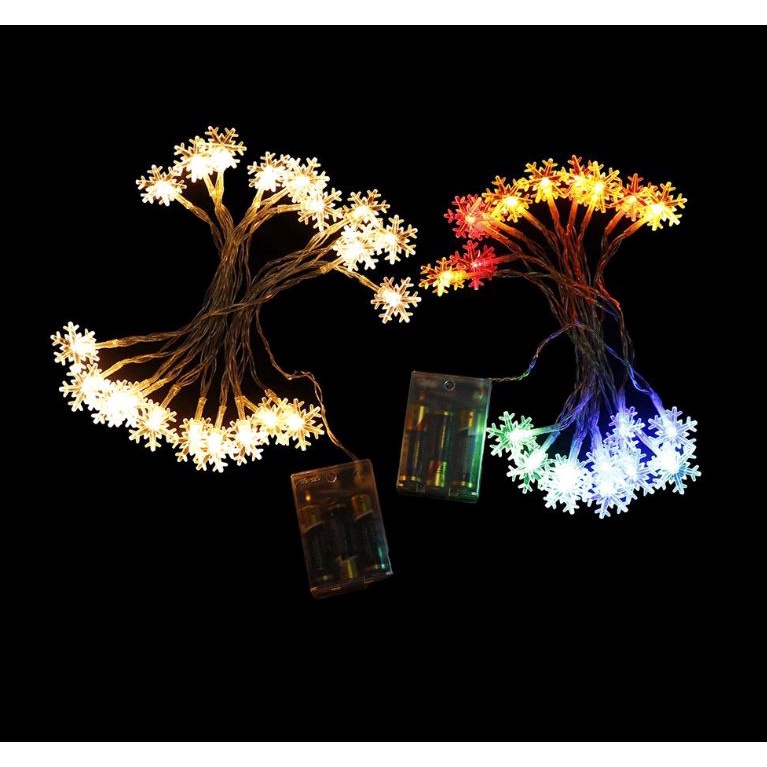 Dây đèn led pin aa ngôi sao,bông tuyết 6m và 10m trang trí noel, tết, lễ hội, dercor nhà cửa - Camping VietNam