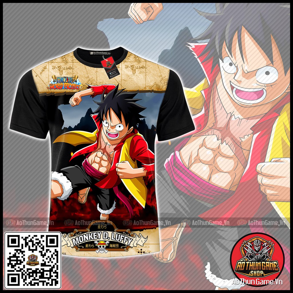 Áo One Piece Luffy Mũ Rơm (3D Đen) Luffy Mũ Rơm A01, áo thun nam nữ Anime Manga One Piece (Shop AoThunGameVn)