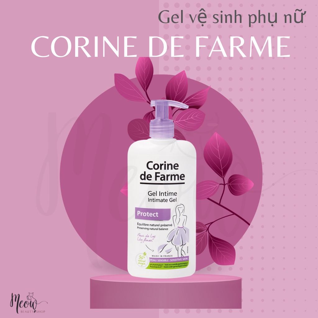 Gel vệ sinh phụ nữ giúp làm sạch, dưỡng ẩm Corine de Farme Intimate Gel 250ml