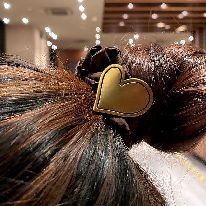 Dây Buộc Tóc Cao Su Mặt Trái Tim Kim Loại Phong Cách Hàn Quốc Dễ Thương Cho Nữ 2021