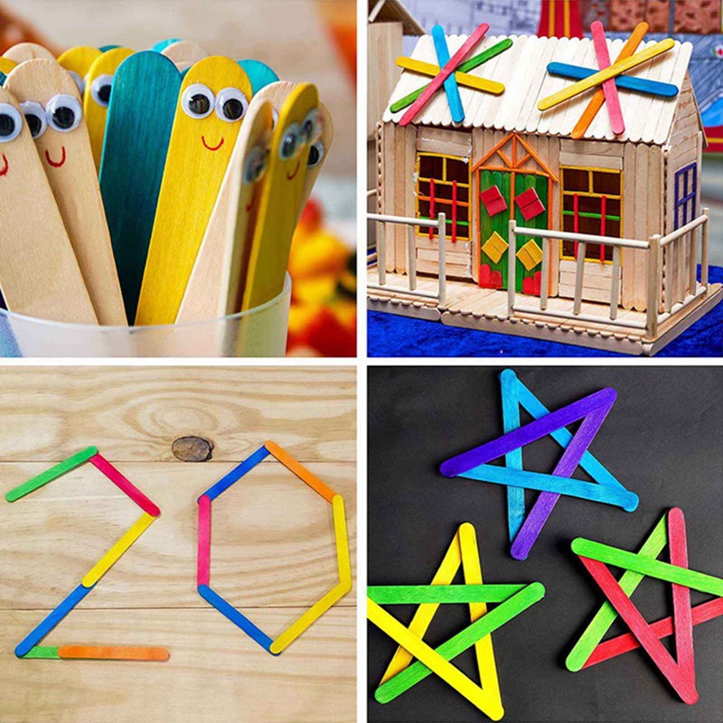 Set 50 Que Gỗ Làm Kem Nhiều Màu Cho Bé