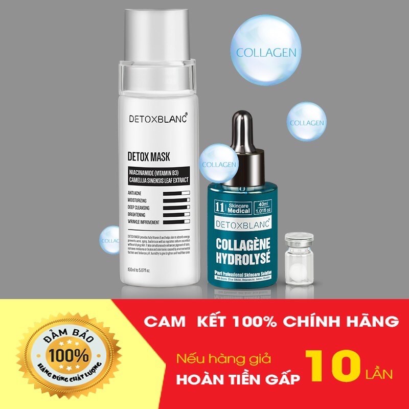 Combo dưỡng trắng da mặt ngừa mụn đầu đen detox blanc