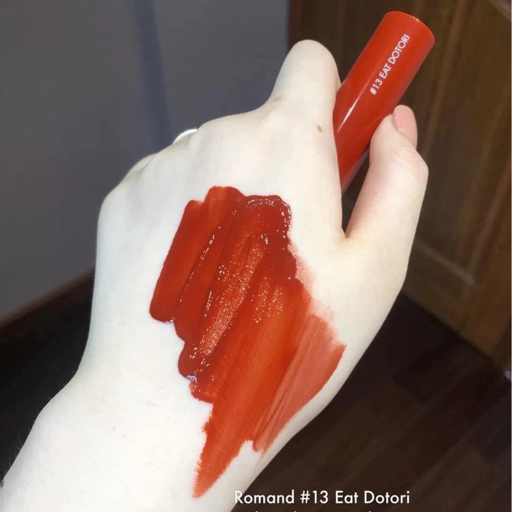 son romand bóng màu 13 đỏ nâu ánh cam (Romand Juicy Lasting Tint #13 Eat Dotori)