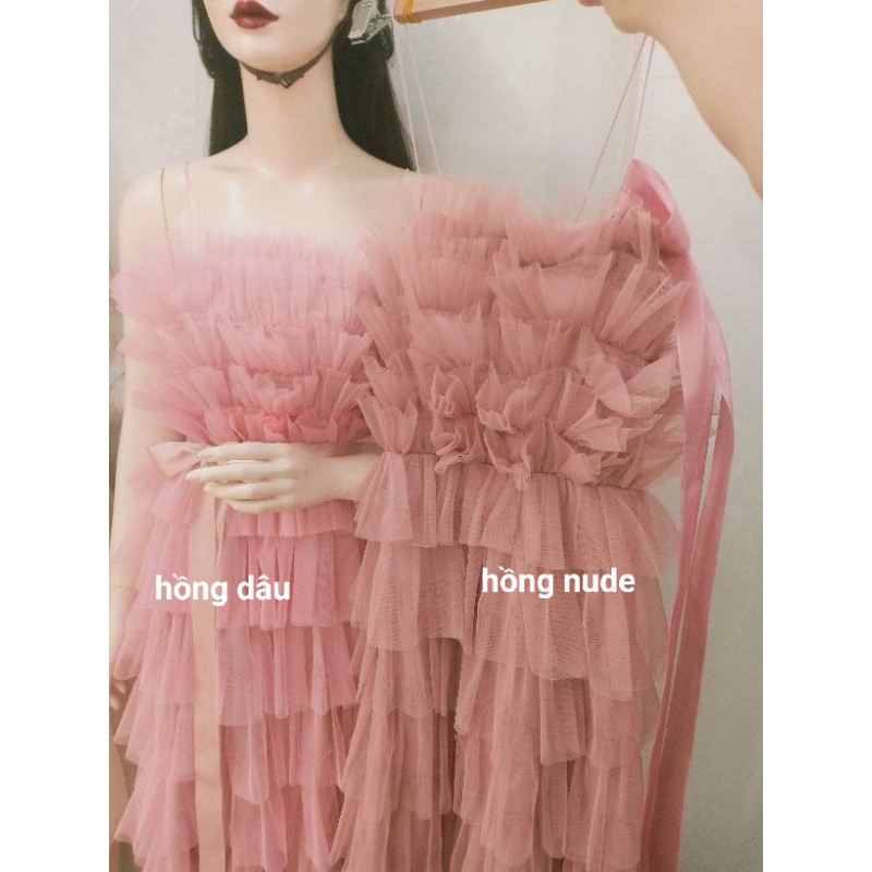 Đầm dự tiệc công chúa tầng hai dây mặc chụp ảnh cưới | BigBuy360 - bigbuy360.vn