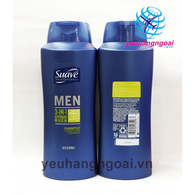 Sữa Tắm Gội cho nam 828ml -Suave Professionals MEN 3 in 1 Của Mỹ.