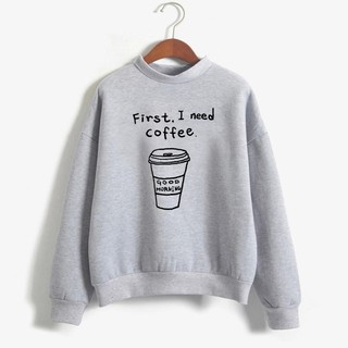 Áo Sweater Cổ Chui In I NEED COFFEE