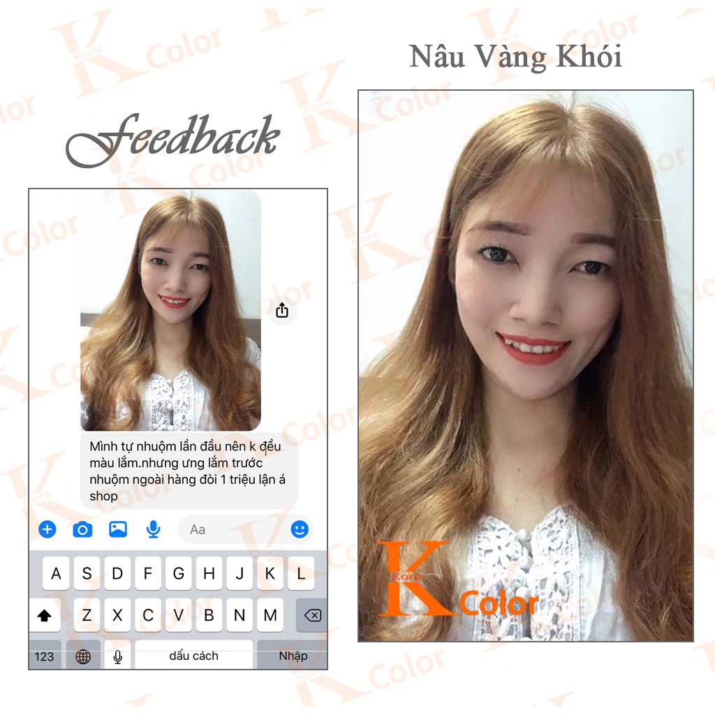 Thuốc nhuộm tóc màu NÂU VÀNG CÁT  KHÓI KoreColor
