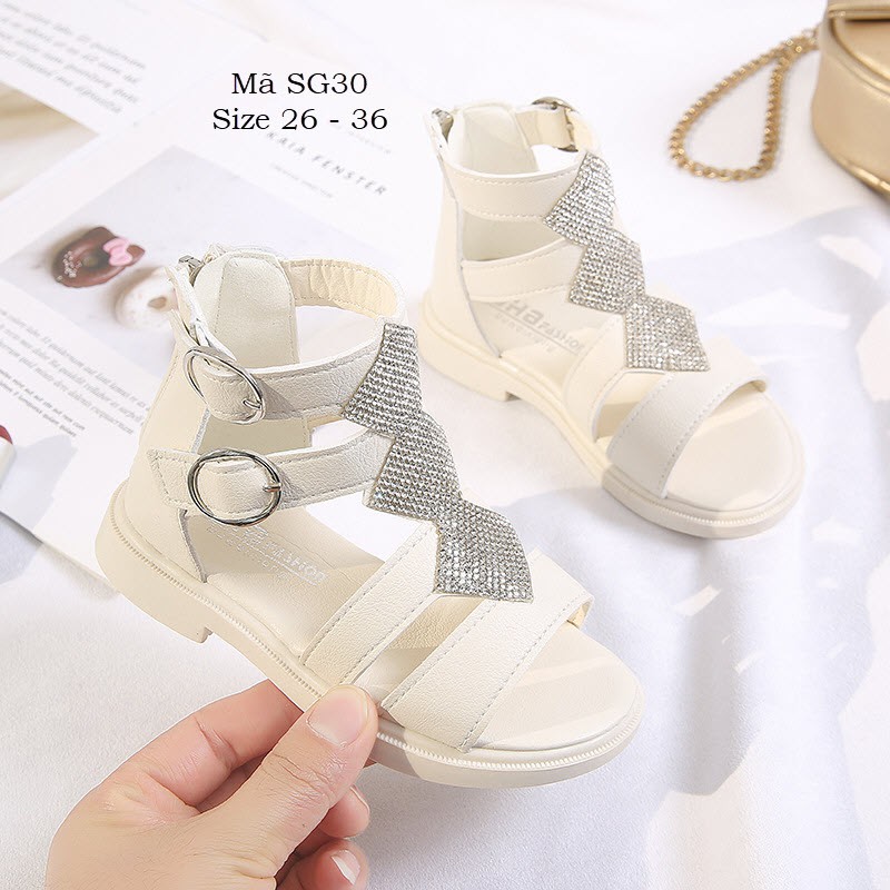 SANDAL CHIẾN BINH BÉ GÁI 3 - 12 TUỔI PHONG CÁCH HÀN MÀU TRẮNG DỄ THƯƠNG SG30