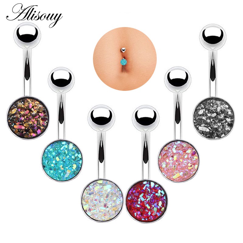 1 Khuyên Rốn Bằng Thép Không Gỉ Đính Đá Opal Quyến Rũ Cho Nữ