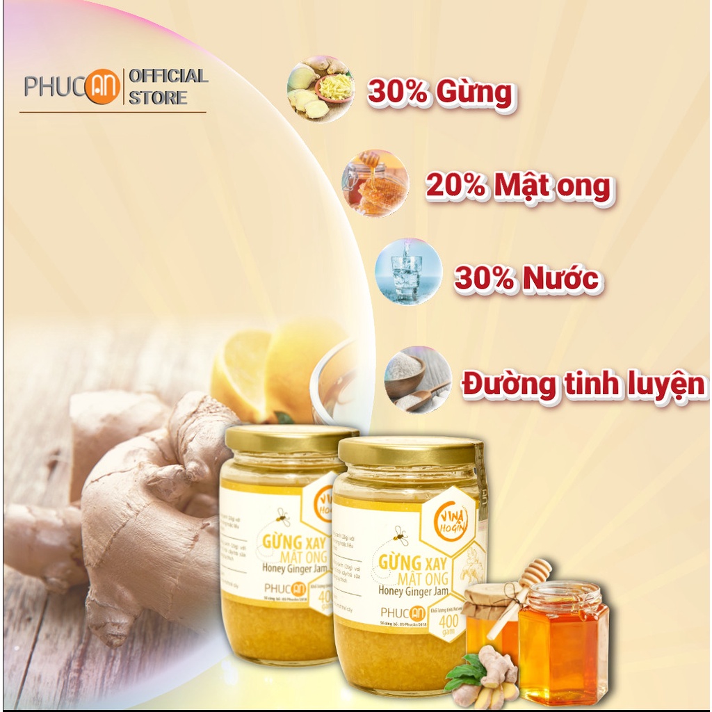 Combo 2 Hũ Gừng xay mật ong Phúc An - Hũ 400gr + 1 Hộp Gạo lứt sẩy Rong biển hảo hạng