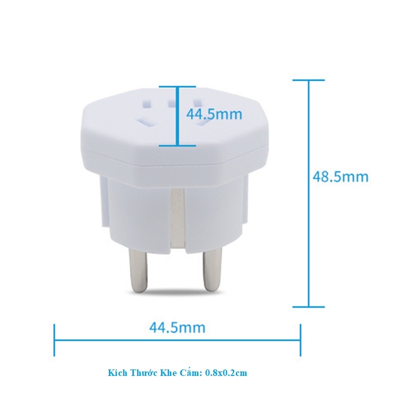 Phích Cắm Chuyển Đổi 3 Chân Chéo, 2 Chân Chéo hoặc 2 Chân Thẳng DẸT sang 2 Chân Tròn Chuẩn VN 4.8mm