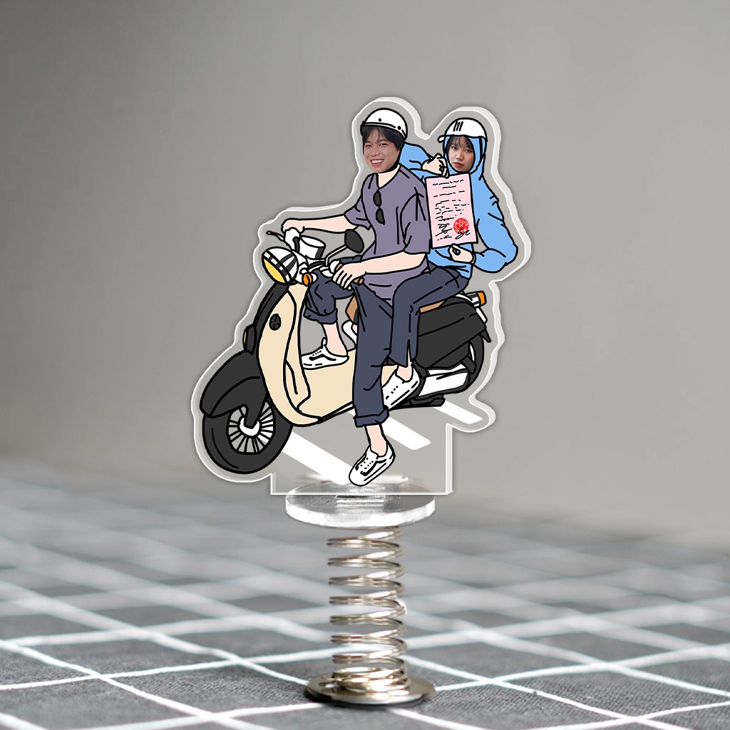 Mô hình đế lò xò lắc lư cặp đôi Diệu Nhi Anh Tú trend xu hướng OTP Chibi Custom Thay Mặt in theo yêu cầu