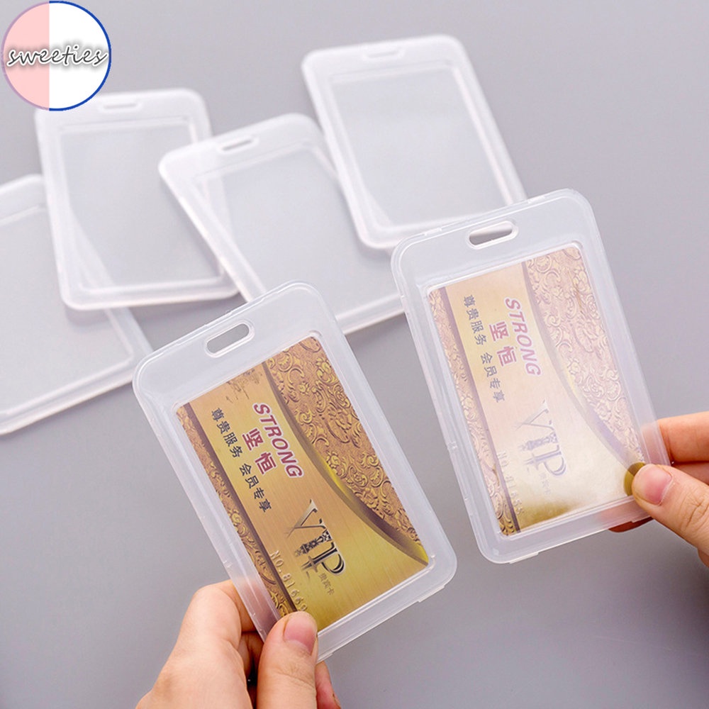 Set 2 Bao Đựng Thẻ Bằng Nhựa PP Trong Suốt Hai Mặt Chống Trộm Giá Đỡ