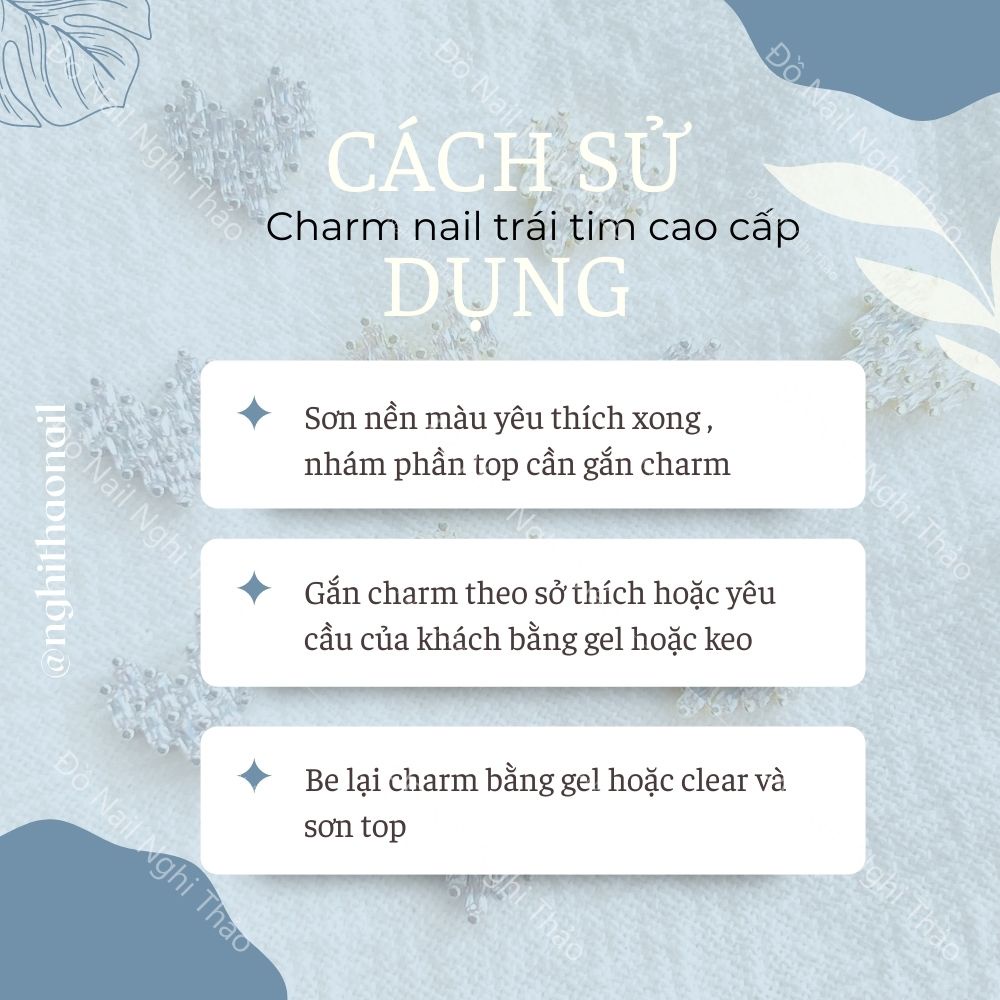 Charm nail trái tim cao cấp