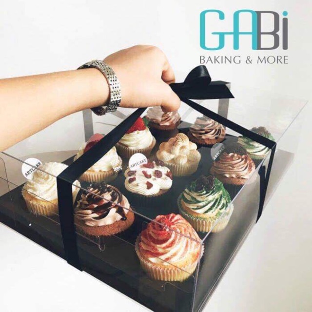 Combo 5 hộp mica trong đựng bánh cupcake