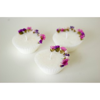 Bộ 3 sản phẩm nến thơm tealight. Nến hoa salem khô. Nến sáp ong hương hoa nhài, hương hoa lavender, hương hoa ngọc lan