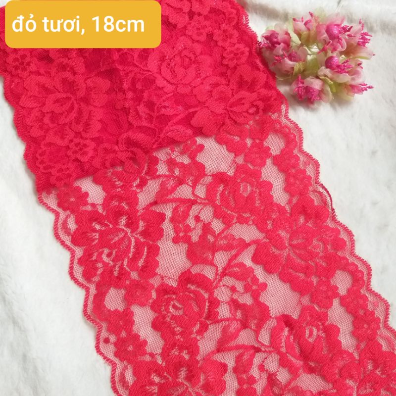 Ren thun trang trí ,có nhiều màu, may nội y ,  bản 16cm đến 21 cm