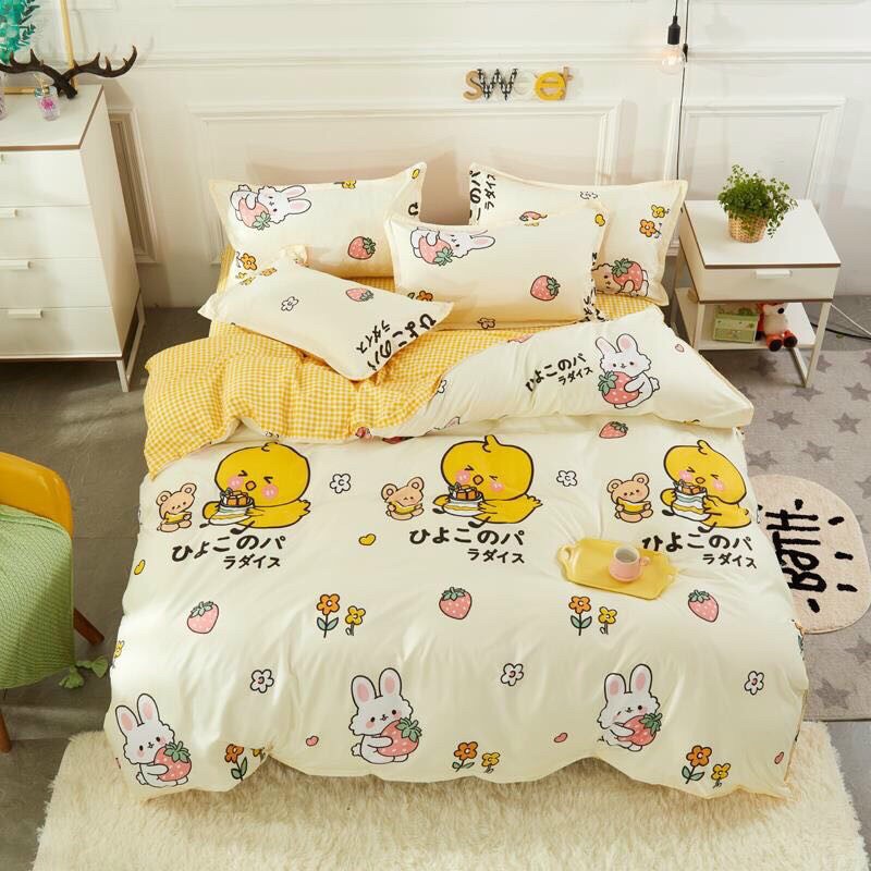 Bộ vỏ chăn ga gối cotton poly - Gà con
