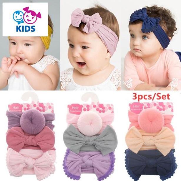 [Lẻ = sỉ siêu rẻ]  Set 3 băng đô, khăn turban thun siêu xinh cho bé