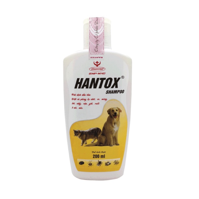 Sữa Tắm Trị Ve Rận Bọ Chét Chó Mèo Hantox Shampoo Vàng 200ml