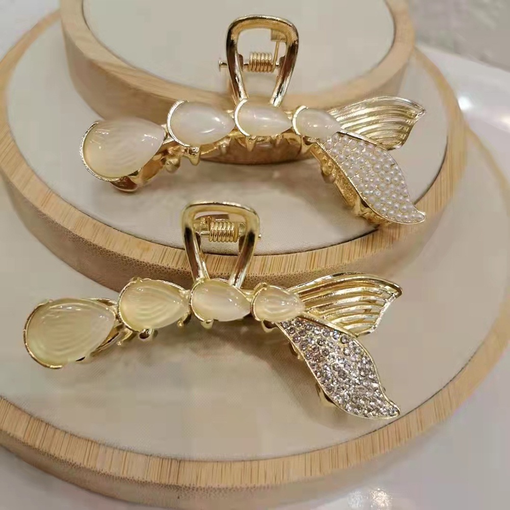 Kẹp Tóc Hình Đuôi Cá Mập Đính Ngọc Trai Phong Cách Hàn Quốc Cho Nữ