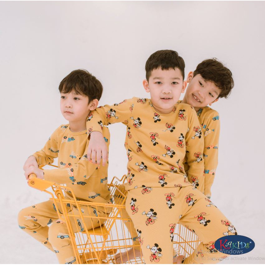 Bộ cotton KaKids 2166 cho bé trai hoạ tiết oto màu sắc tươi sáng phong cách năng động