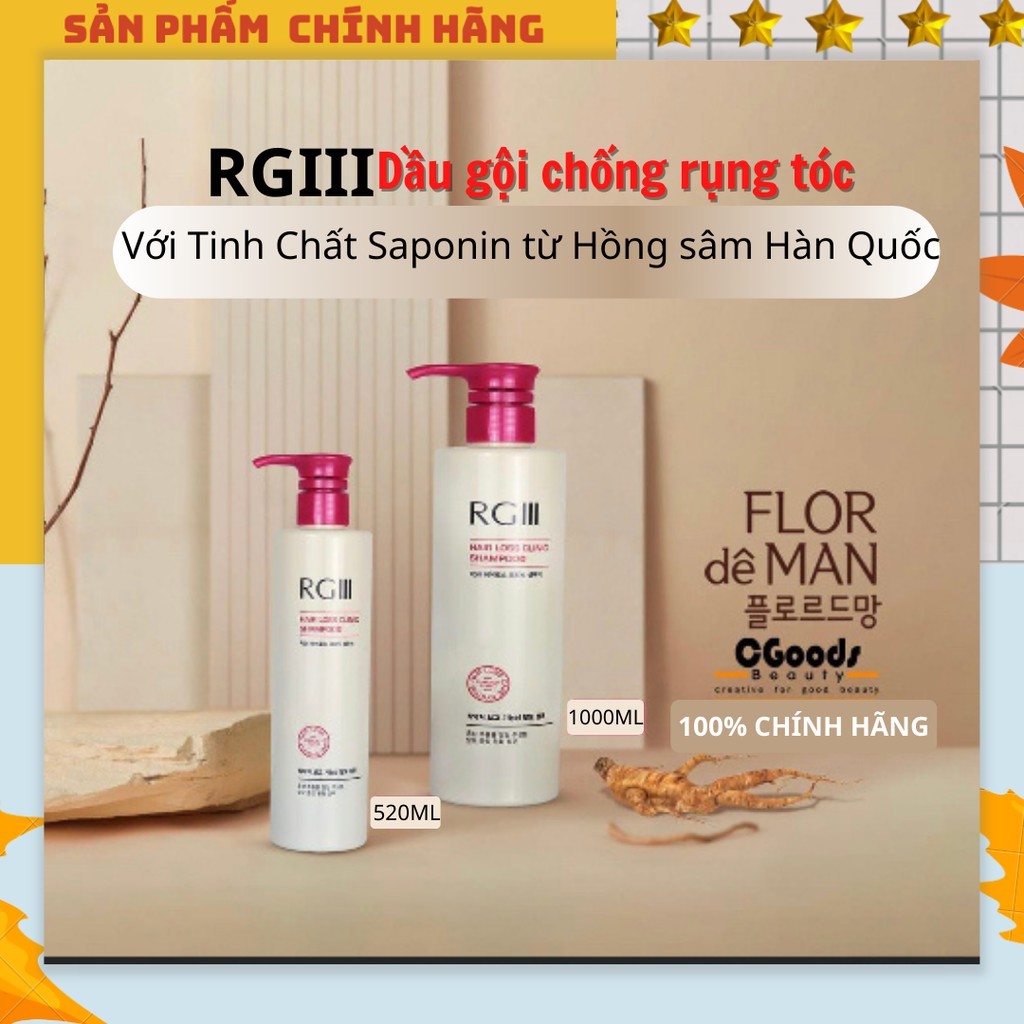(Hàng chính hãng) Dầu gội chống rụng tóc và tinh chất hồng sâm Flor de Man RGIII 1000ml