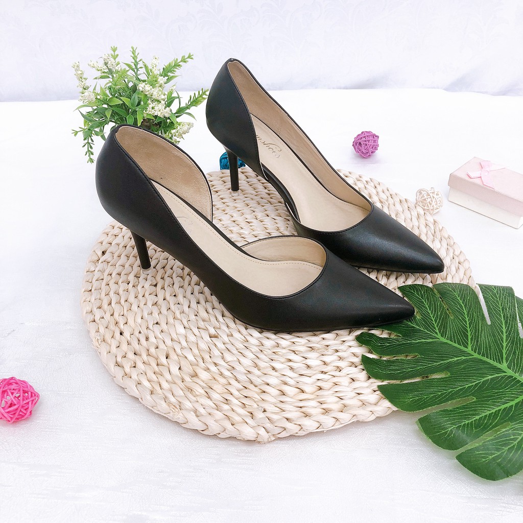 Giày cao gót 9p mũi nhọn da mờ khoét eo-Pamshoes-CG128