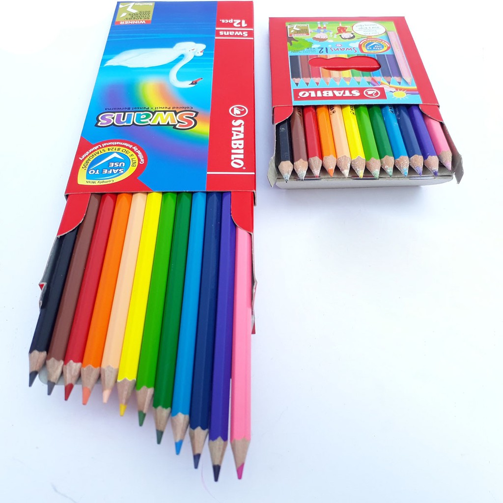 Bộ 2 Hộp bút chì màu STABILO Swans CLS187SL-C2(12 cây ngắn + 12 cây dài)