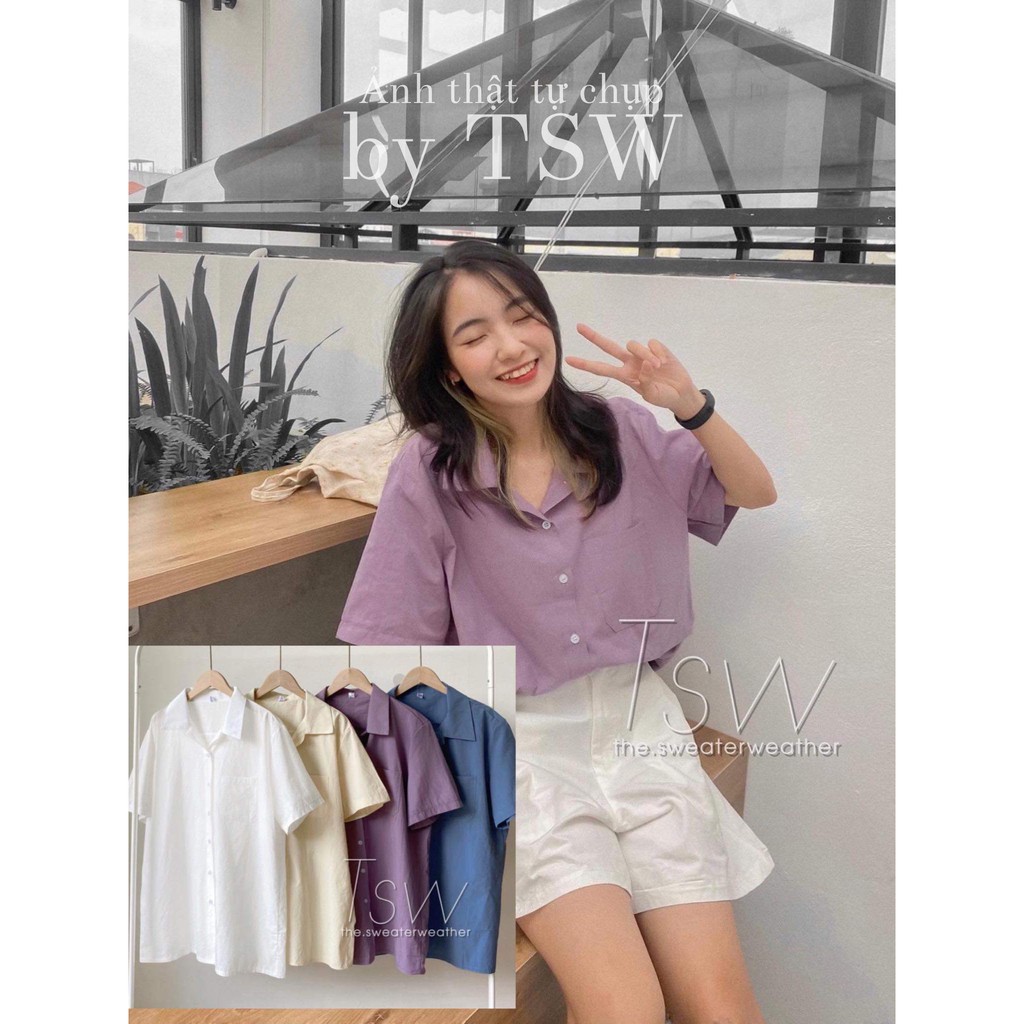 [Mã WASKT304 giảm 15% tối đa 30K đơn 99K] Áo sơ mi pijama chất thô tay lỡ 4 màu (Ảnh thật)