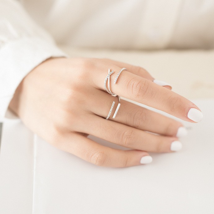 Combo 2 nhẫn nữ bạc 925 chính hãng cao cấp không gỉ bền bỉ trang sức CINLA N004