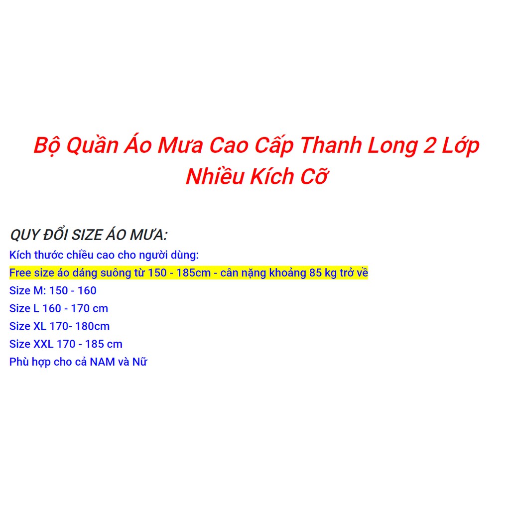 [Trợ giá] BỘ ÁO MƯA THÀNH LONG VẢI DÙ 2 LỚP CAO CẤP