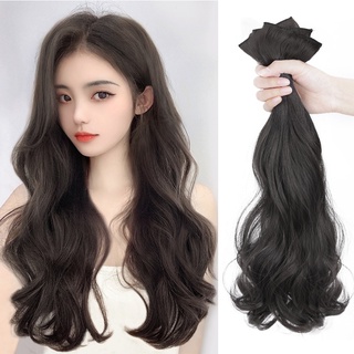 Bộ 3 món tóc giả 20 inch dài xoăn gợn sóng dày dặn bằng sợi tổng hợp có kẹp tiện lợi