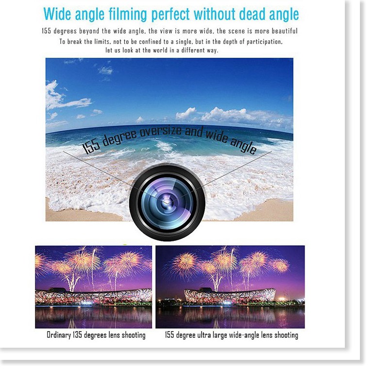 Camera thể thao mini ống kính nhiều lớp góc rộng 155 độ - EL0020 | BigBuy360 - bigbuy360.vn