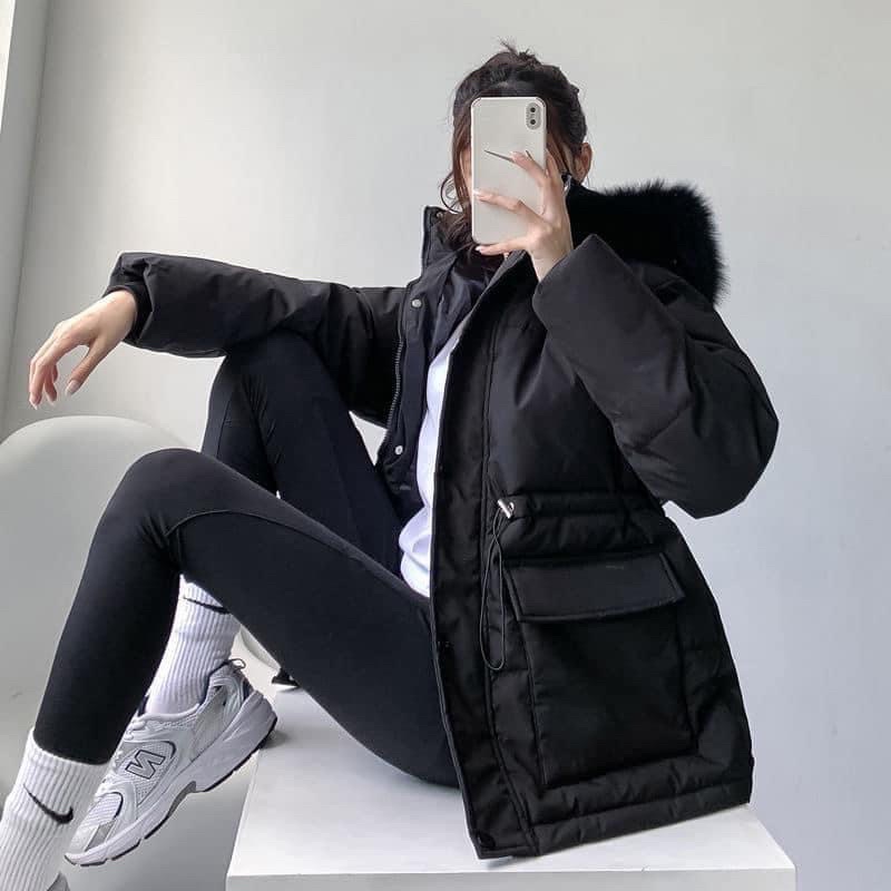 Áo khoác parka nữ phiên bản mới nhất, Áo khoác phao mũ lông xù hàng QCCC | BigBuy360 - bigbuy360.vn